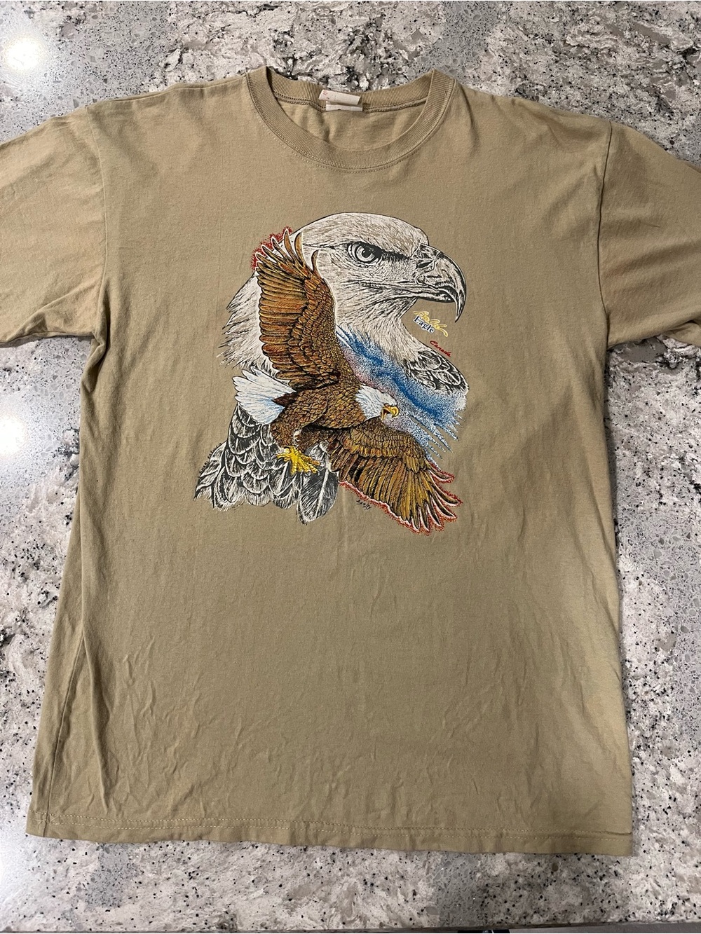Vintage Bald Eagle Tee in Khaki